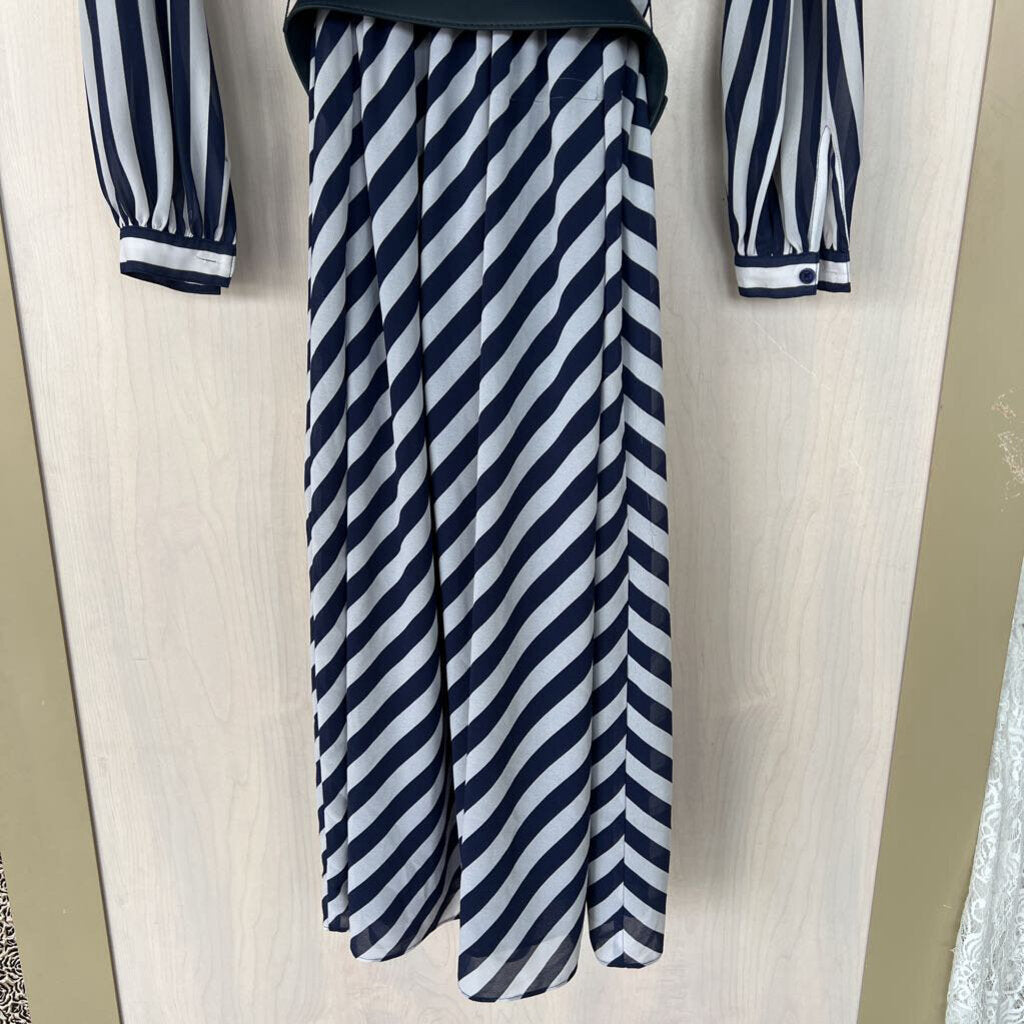 Michael Kors Navy/White Striped Dress Extra Small