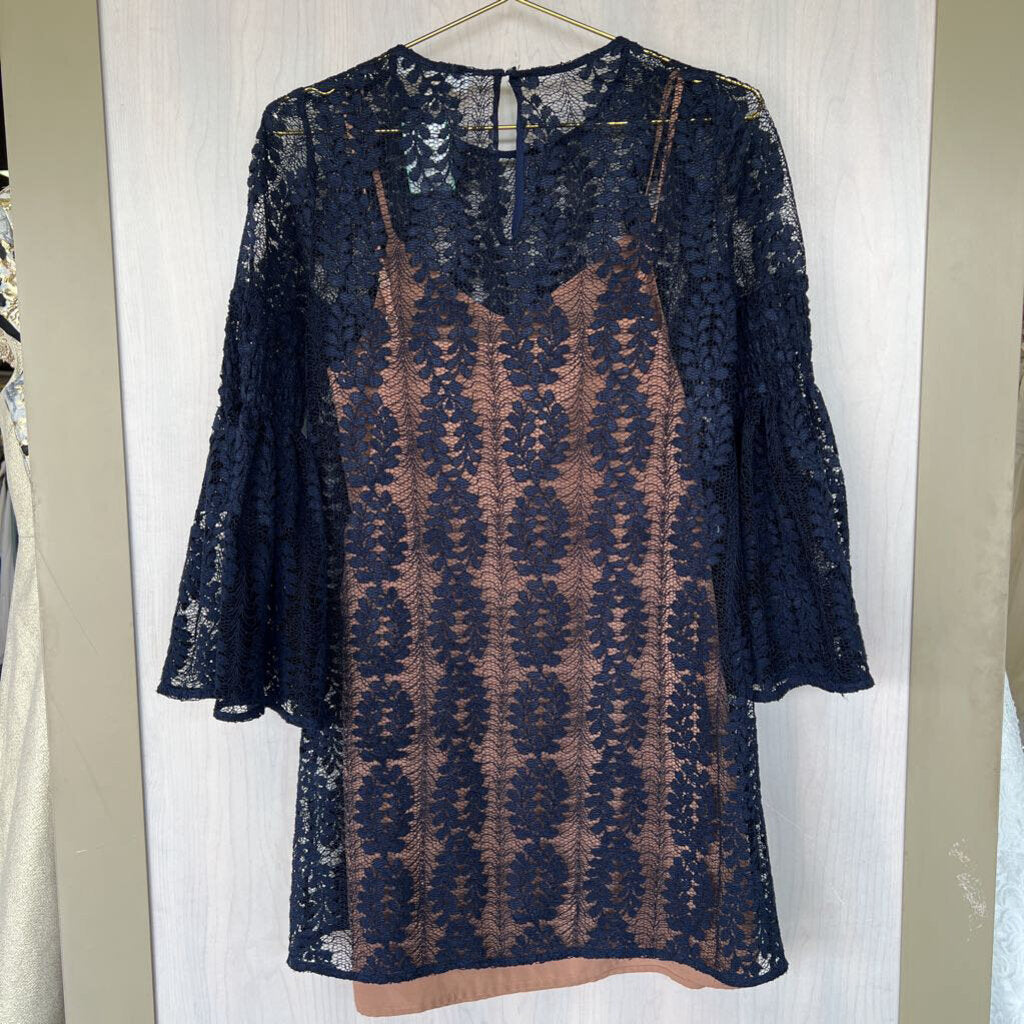 Michael Kors Navy/Beige Lace Dress Extra Small