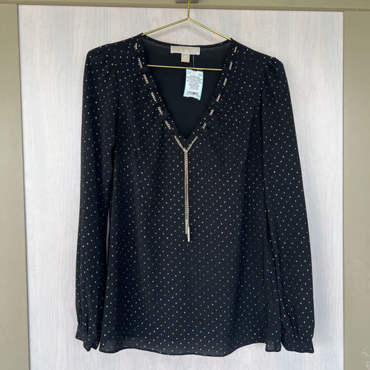 Michael Kors Black/Gold Speckled Chain Shirt Extra Small