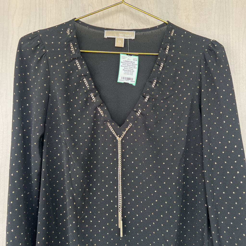 Michael Kors Black/Gold Speckled Chain Shirt Extra Small