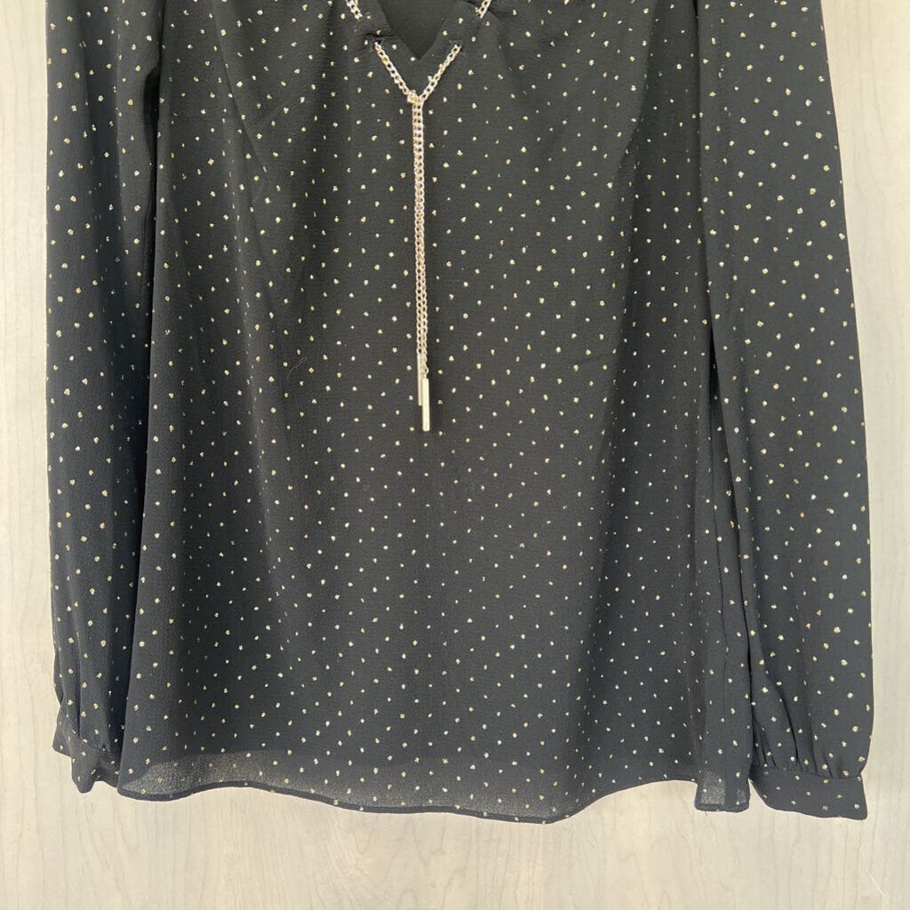 Michael Kors Black/Gold Speckled Chain Shirt Extra Small