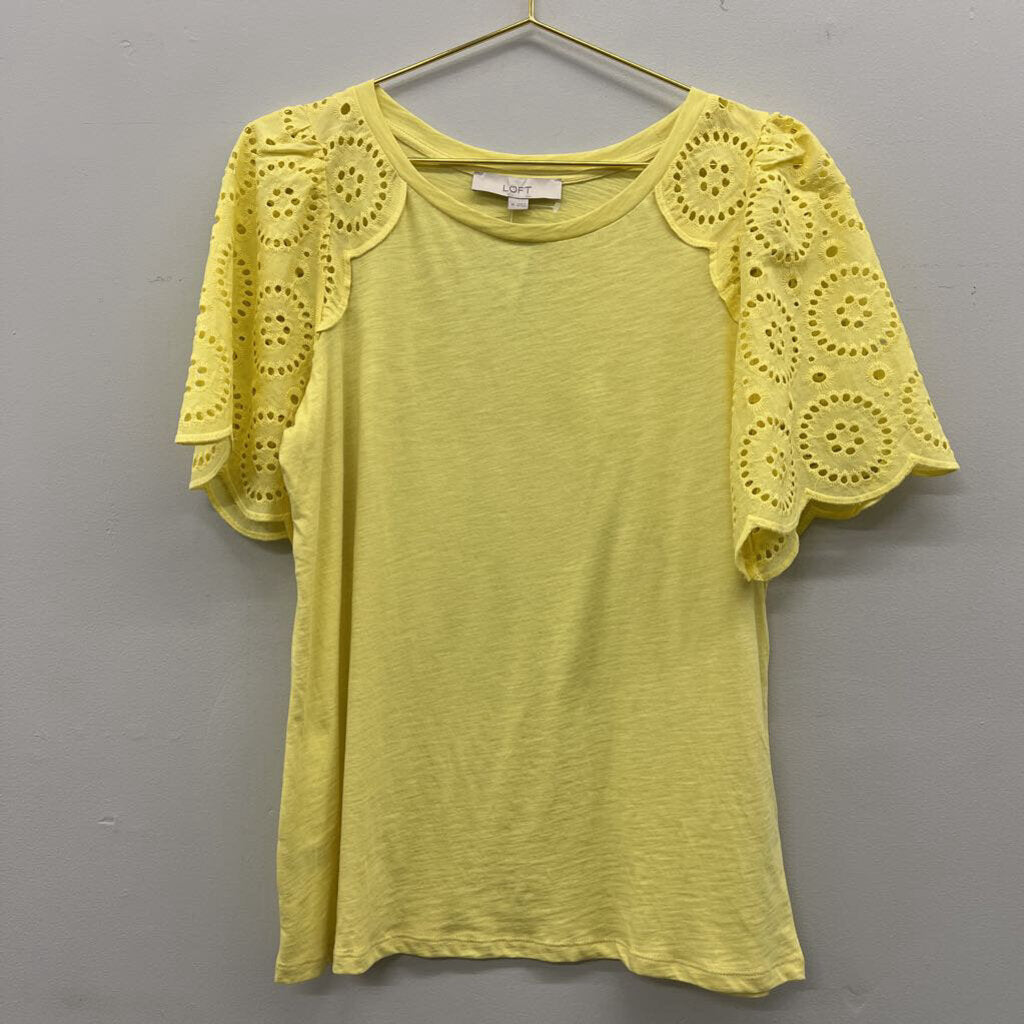 Loft Eyelet Lace Sleeve Top Medium