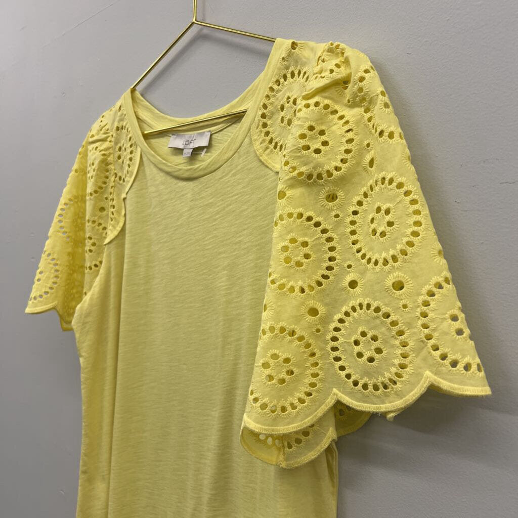 Loft Eyelet Lace Sleeve Top Medium