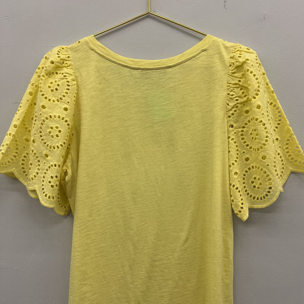 Loft Eyelet Lace Sleeve Top Medium