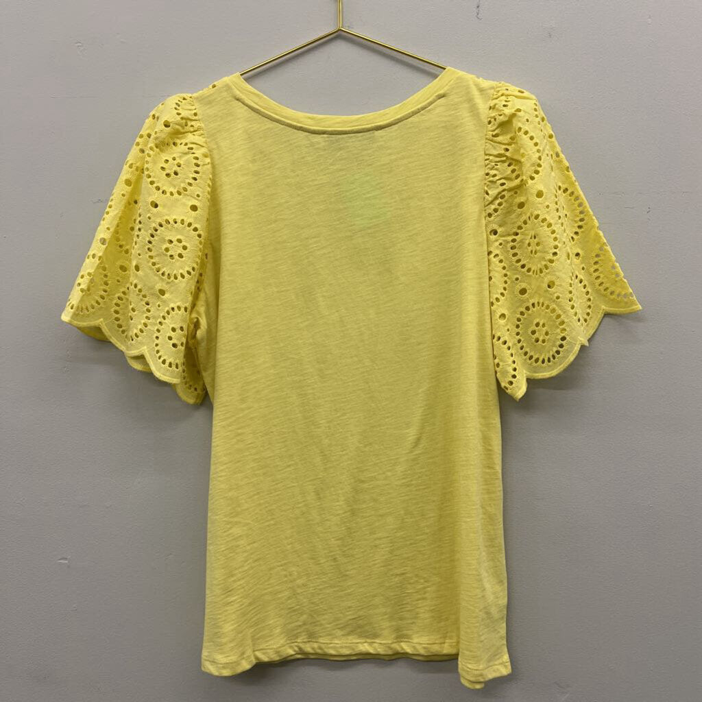 Loft Eyelet Lace Sleeve Top Medium