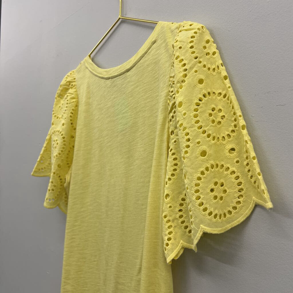 Loft Eyelet Lace Sleeve Top Medium