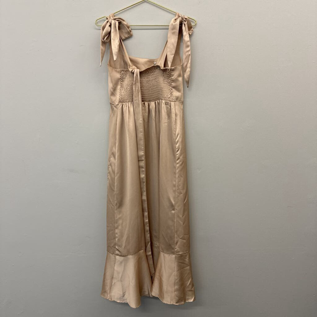 Show Me Your Mumu Champagne Silky Slip Dress Medium