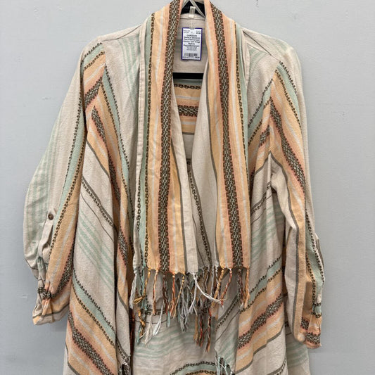 Gimmicks Peach/Mint/Cream Kimono with Fringe Medium