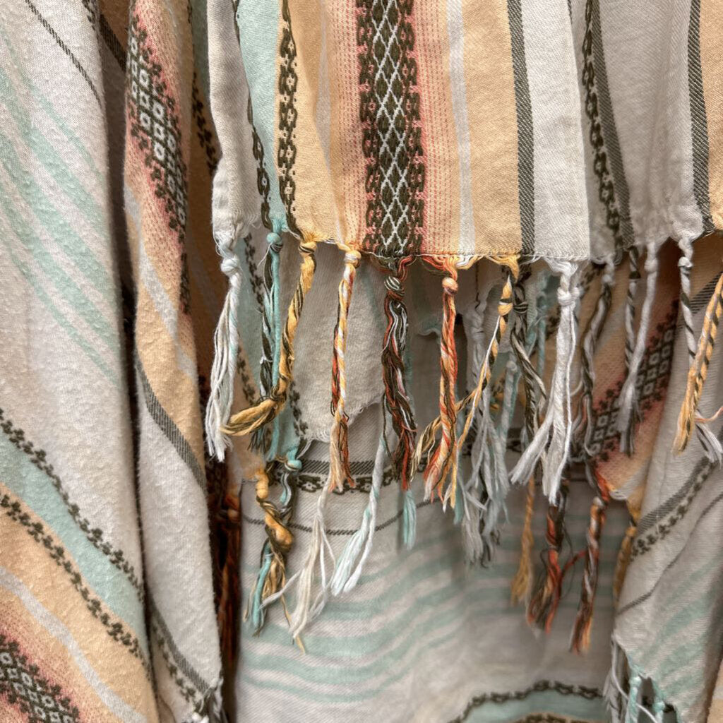 Gimmicks Peach/Mint/Cream Kimono with Fringe Medium