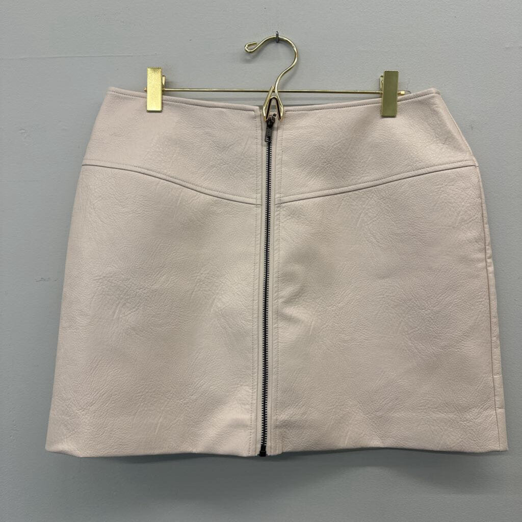 Cream Faux Leather Mini Skirt Large