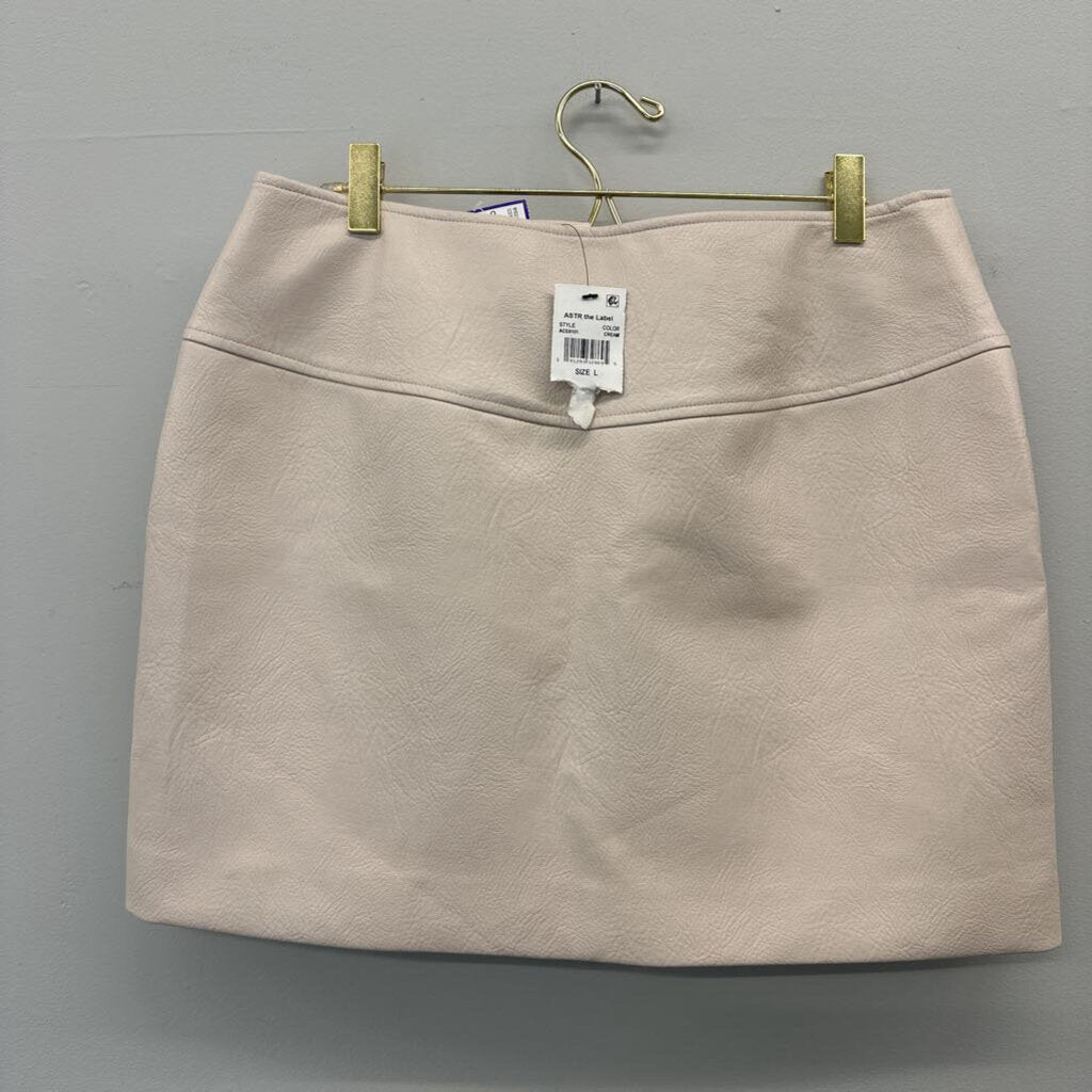 Cream Faux Leather Mini Skirt Large