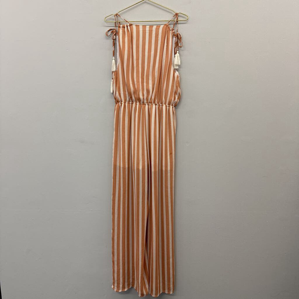 Peach/Green Chiffon Jumpsuit Large