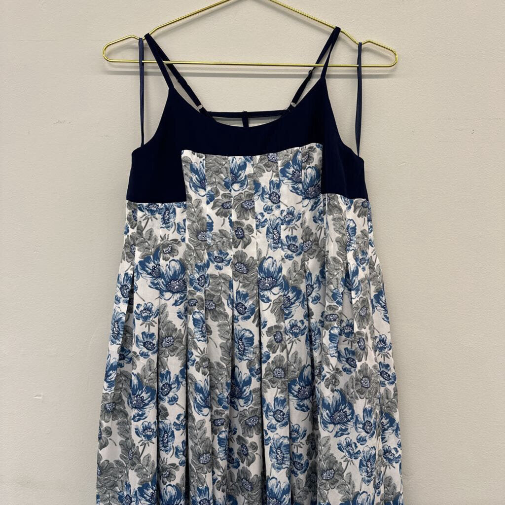 Blue Floral Maxi Chiffon Dress Small