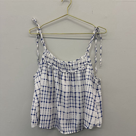 Blue/White Cropped Silky Cami Large