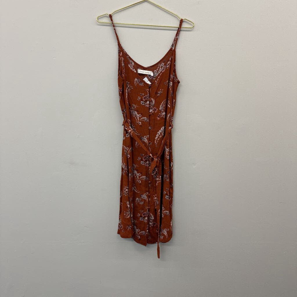 Rust/Pink Floral Midi Dress Medium