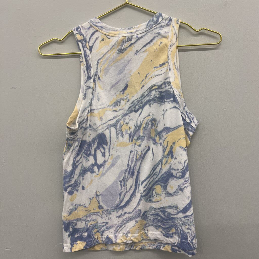 Rails Blue/Yellow Marble Tank Top Small