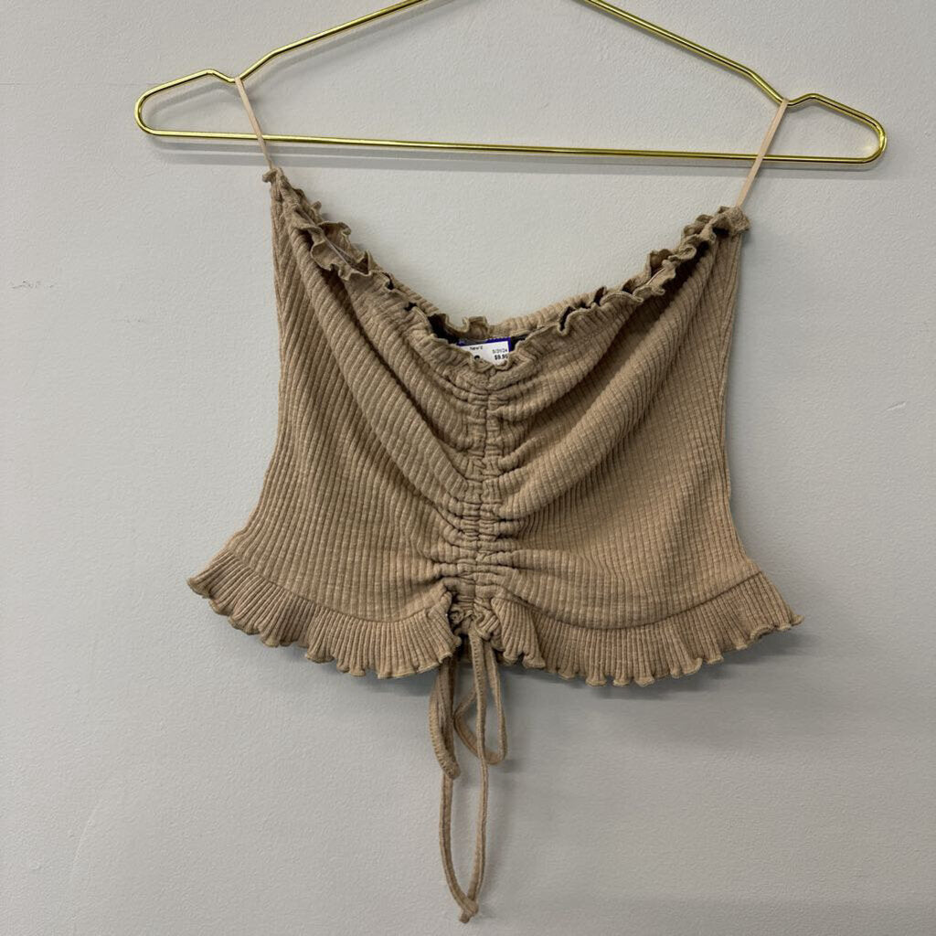 Taupe Ruffle Tube Top Taupe Medium