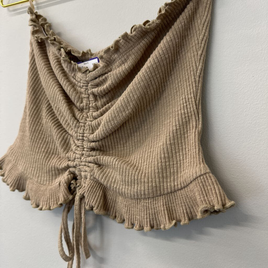 Taupe Ruffle Tube Top Taupe Medium