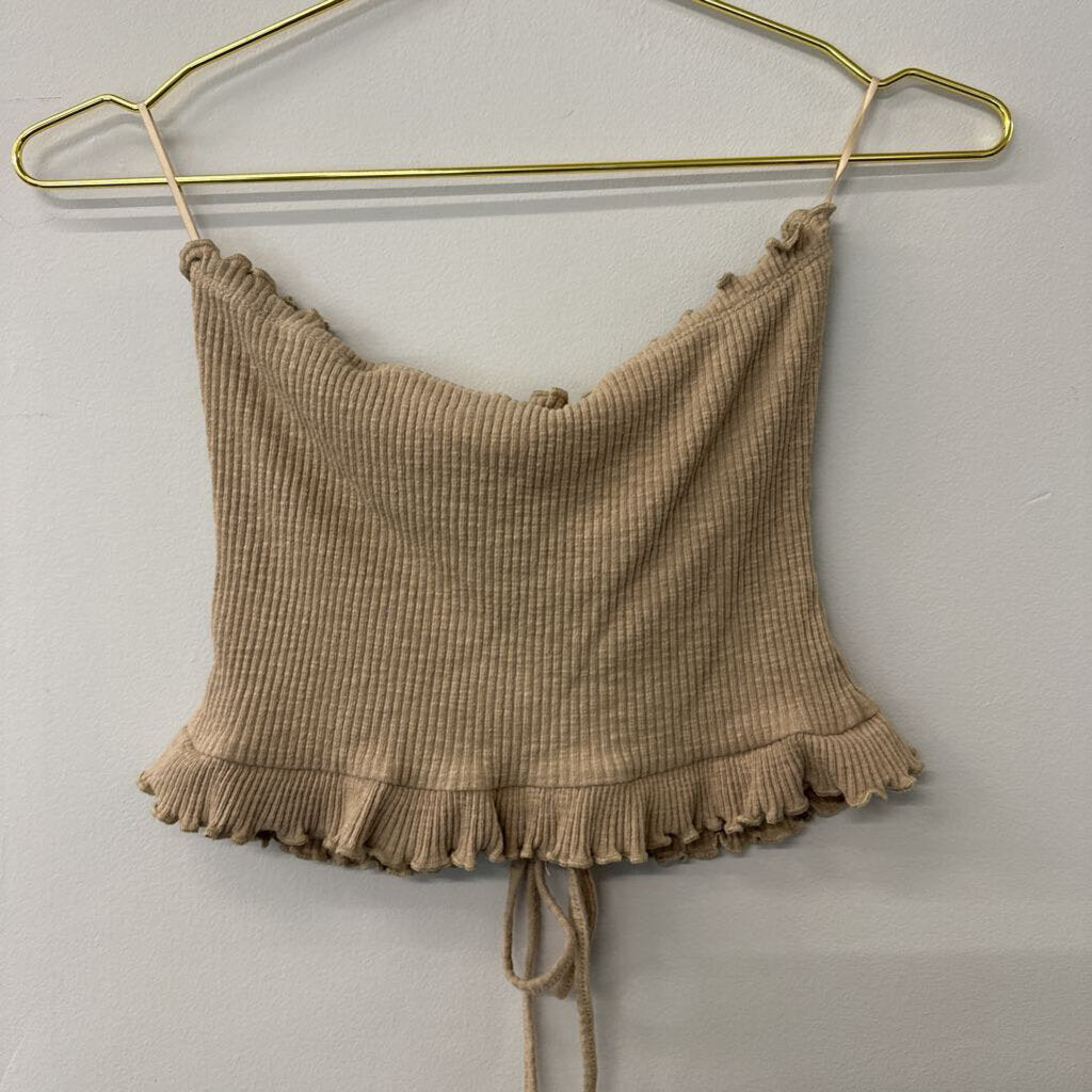 Taupe Ruffle Tube Top Taupe Medium