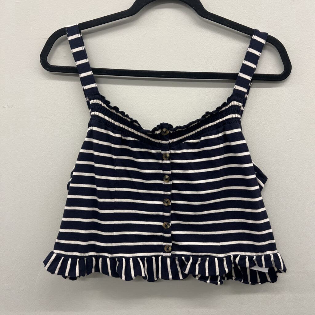 American Eagle Striped Button Front Crop Tank Extra Large