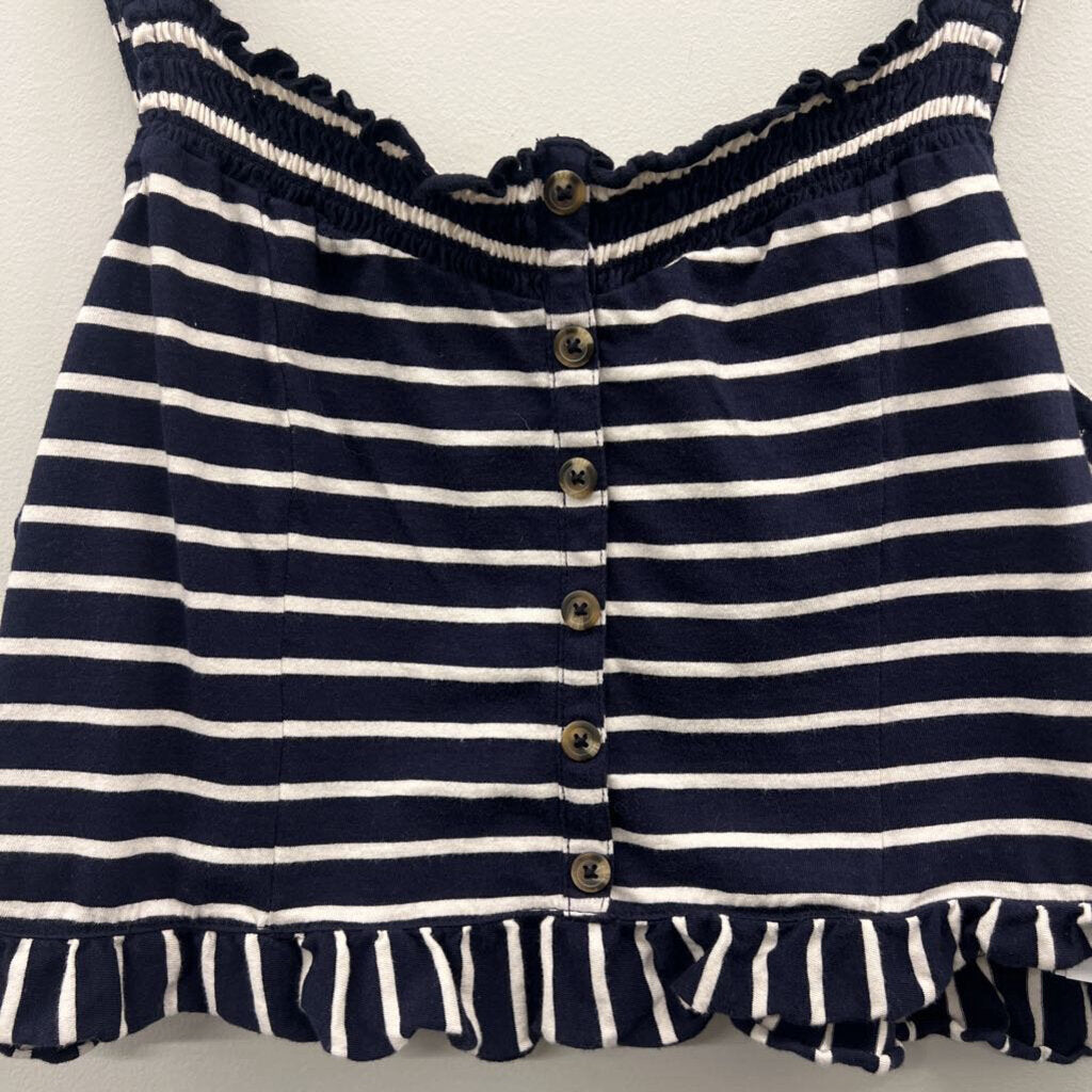 American Eagle Striped Button Front Crop Tank Extra Large