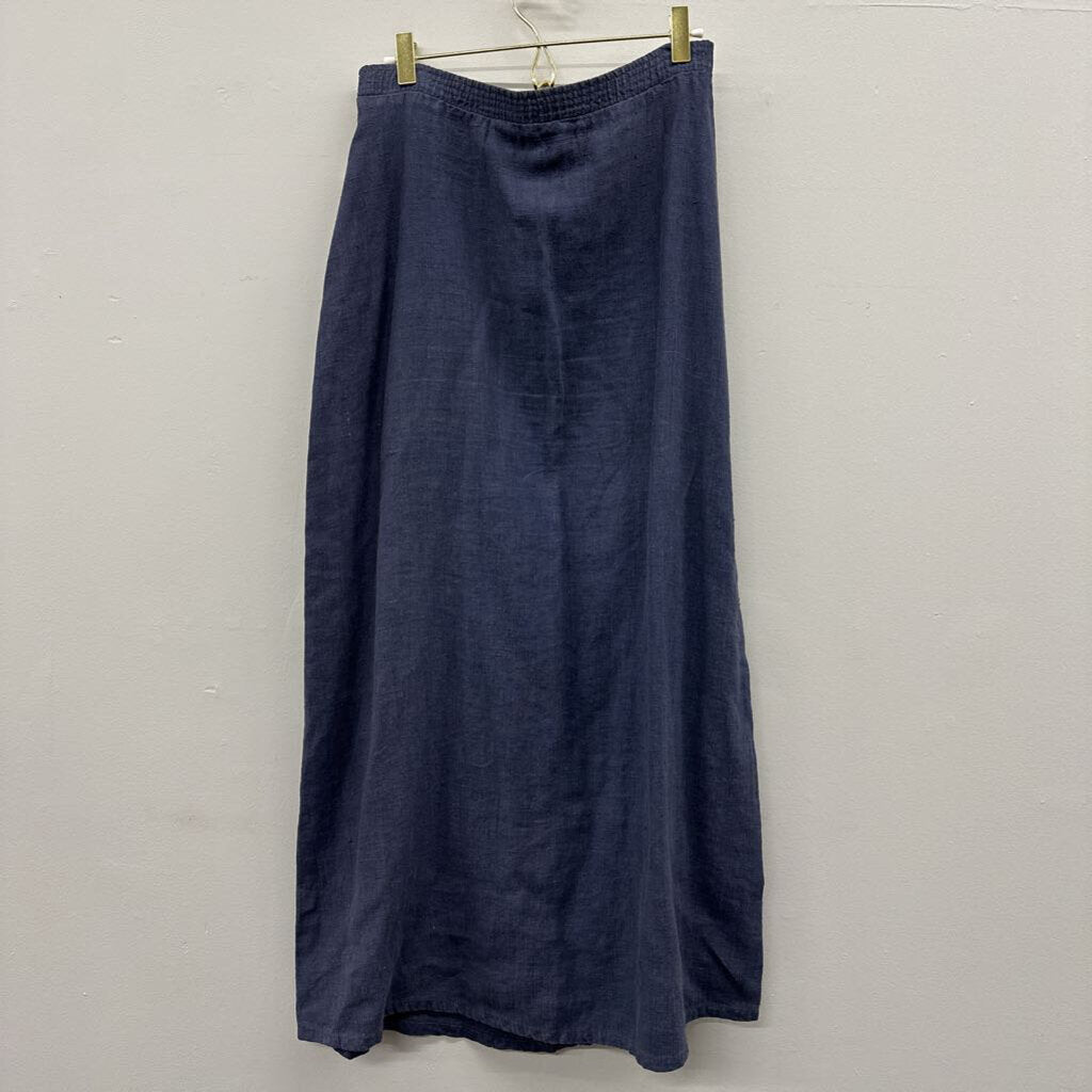 Russ Berens Navy Linen Maxi Skirt Small