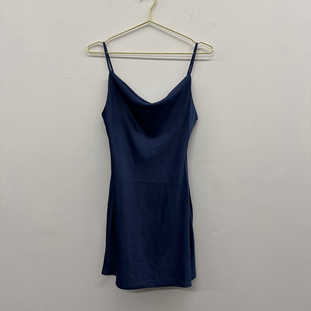 Urban Outfitters Navy Silky Fitted Dress Small