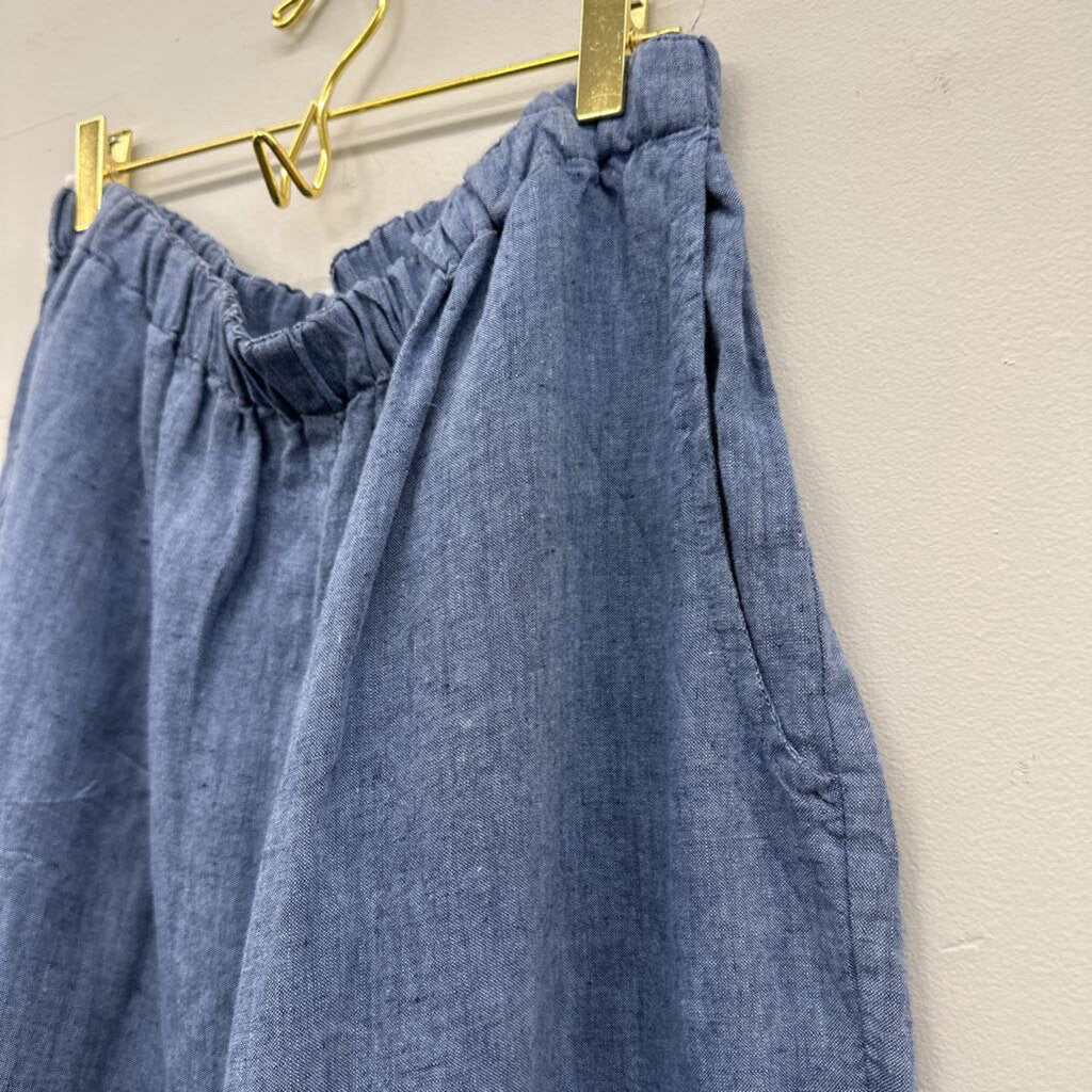 Flax Blue Linen High Waisted Pants Large