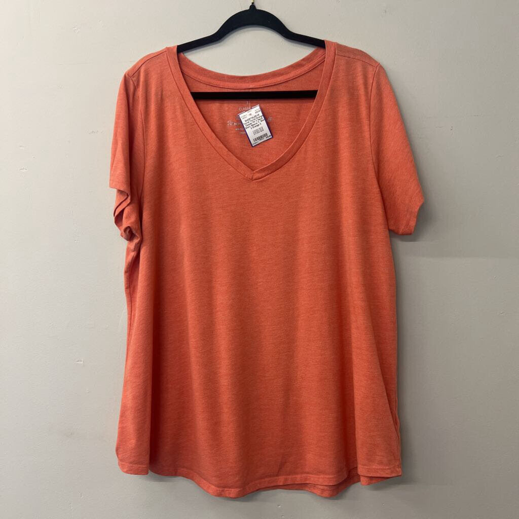 Torrid Orange Classic Fit V Neck Short Sleeve T- Shirt 3