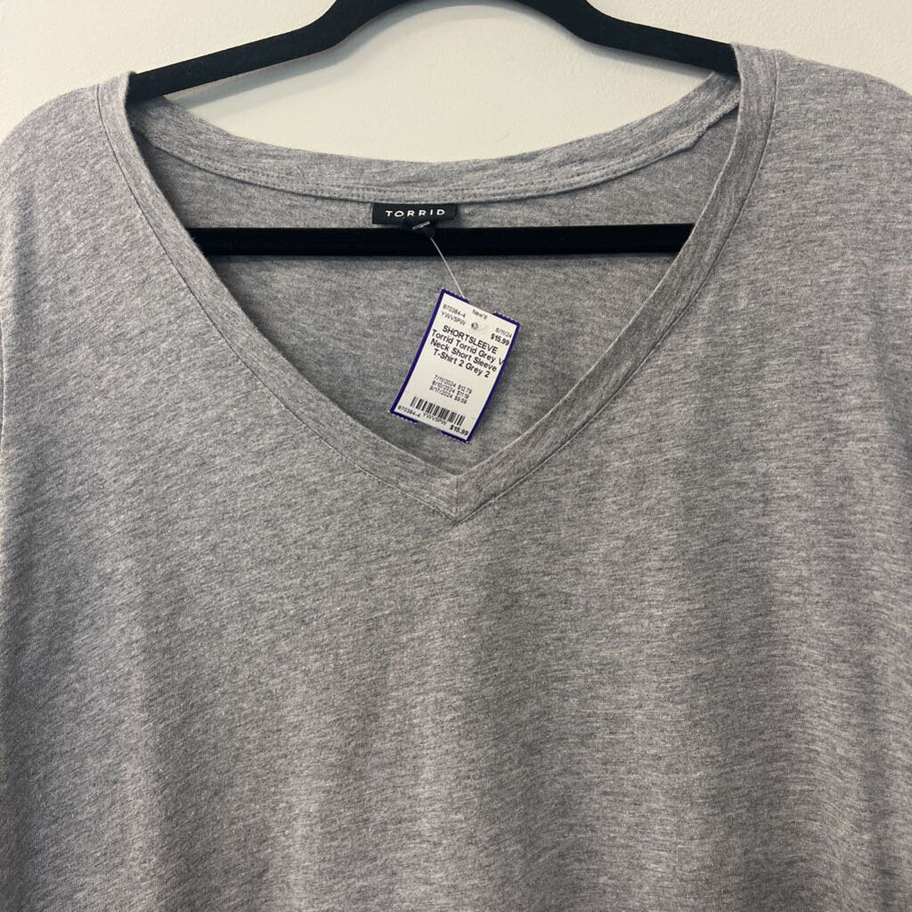 Torrid Grey V Neck Short Sleeve T-Shirt 2