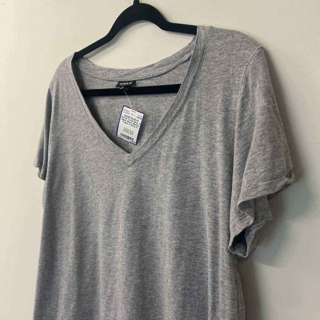 Torrid Grey V Neck Short Sleeve T-Shirt 2