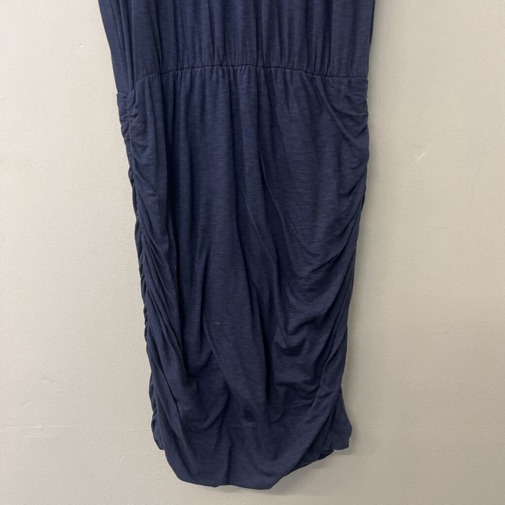 Michael Stars Navy Short Sleeve Ruched Bottom Dress Large