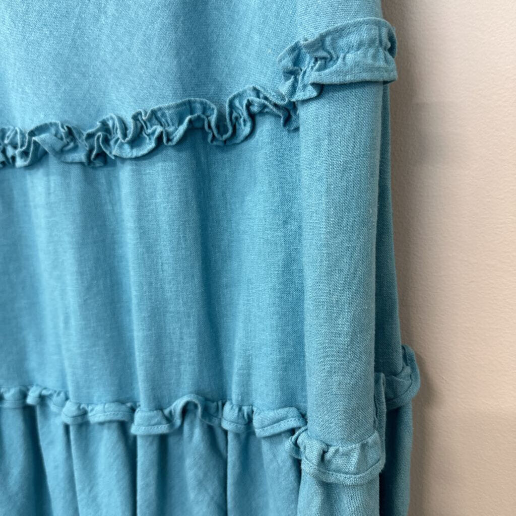 Vintage Courtenay Linen Blend Tiered Midi Skirt 8