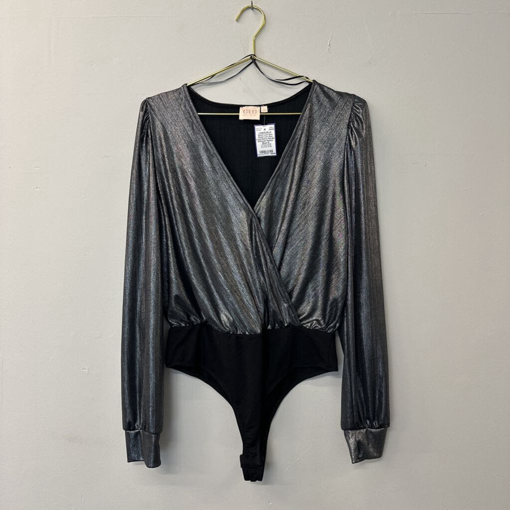 Good Luck Gem Long Sleeve Metallic Bodysuit Medium