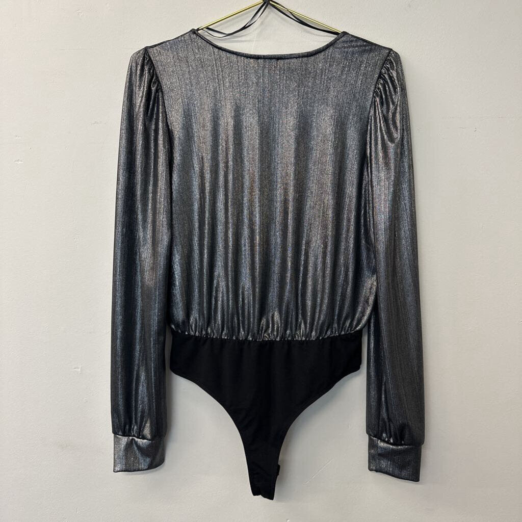 Good Luck Gem Long Sleeve Metallic Bodysuit Medium