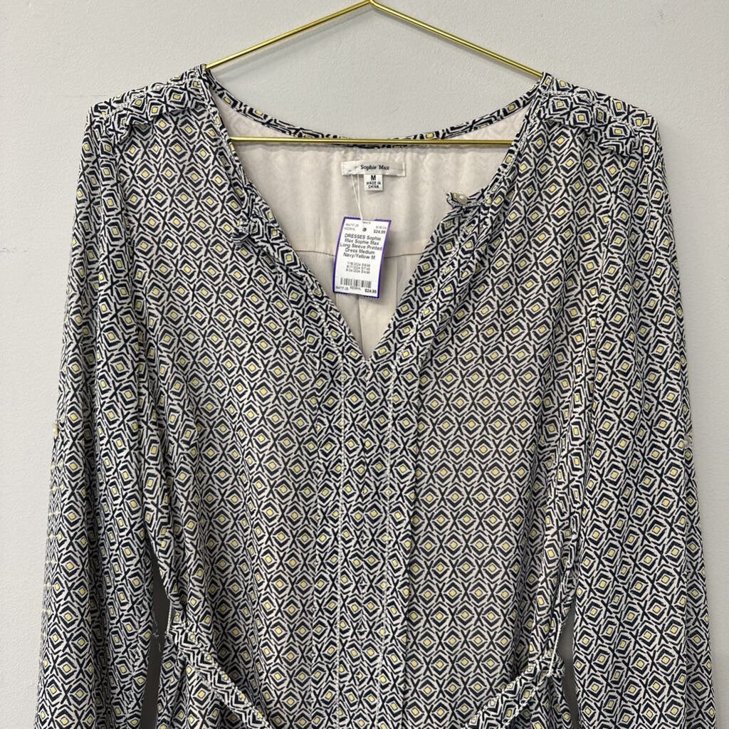 Sophie Max Long Sleeve Printed Dress Medium