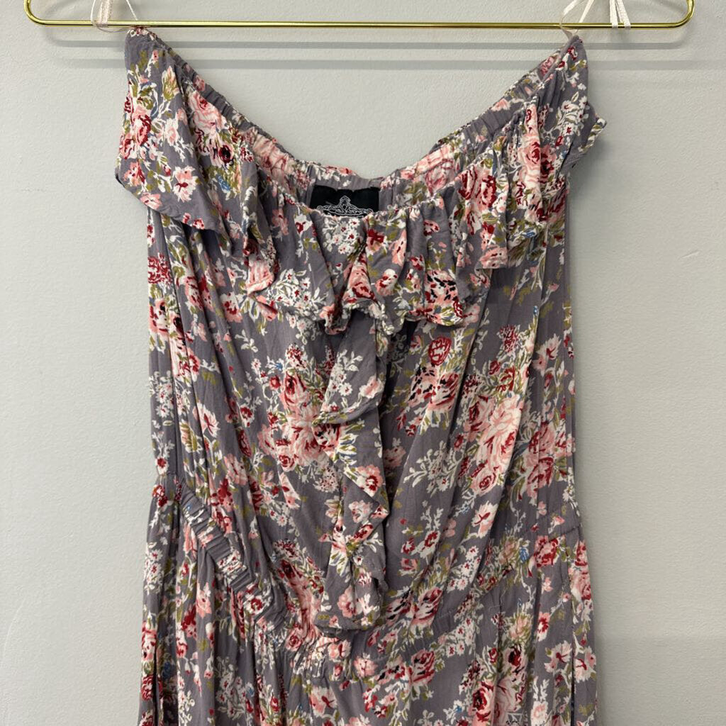 Angie Floral Strapless Romper Large