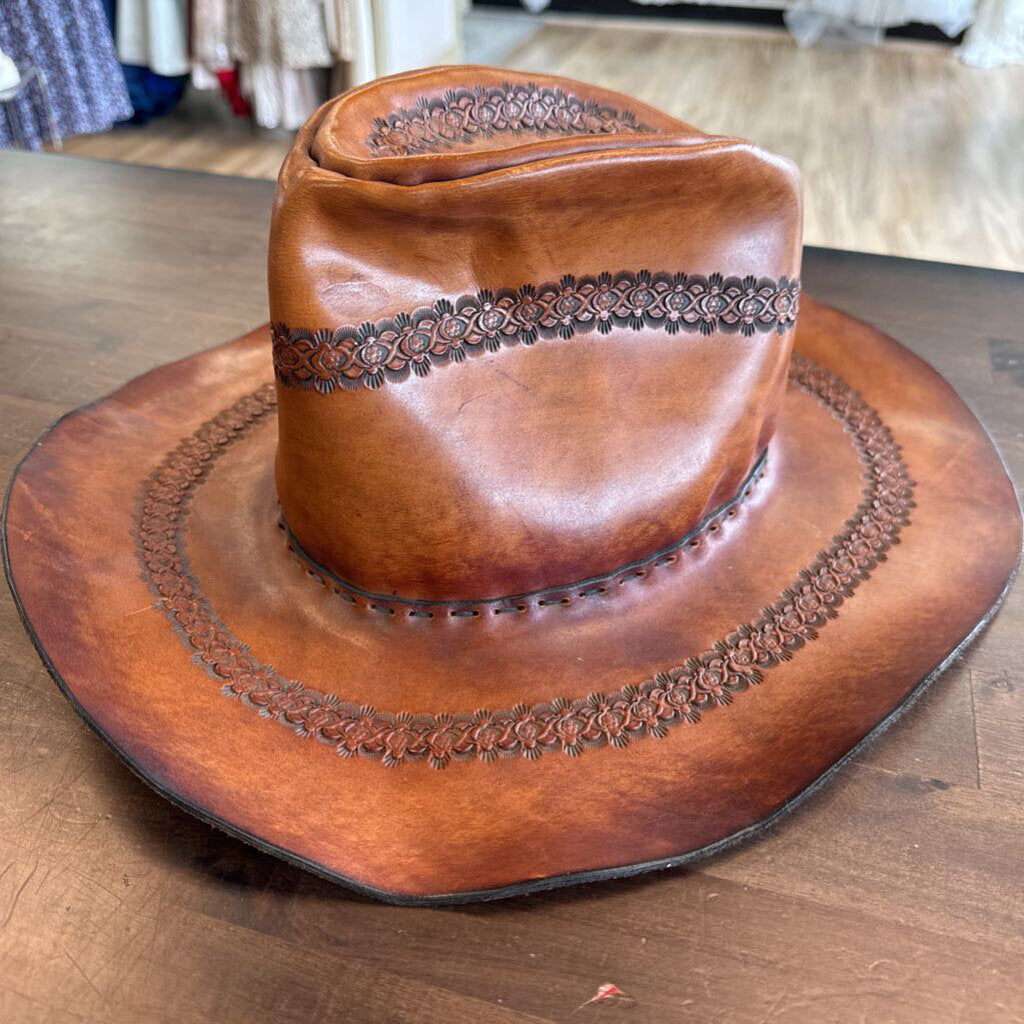 Leather Cowboy Hat with Imprints