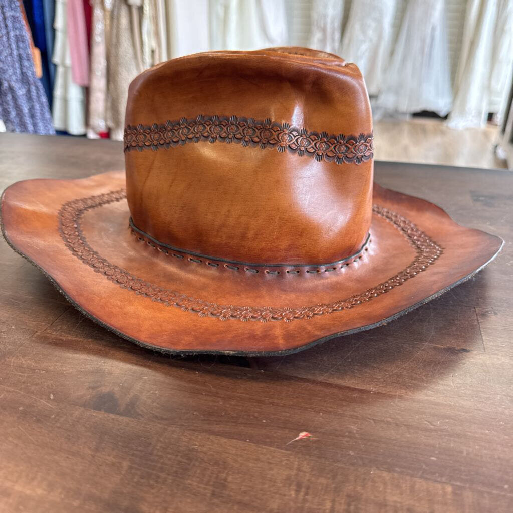 Leather Cowboy Hat with Imprints