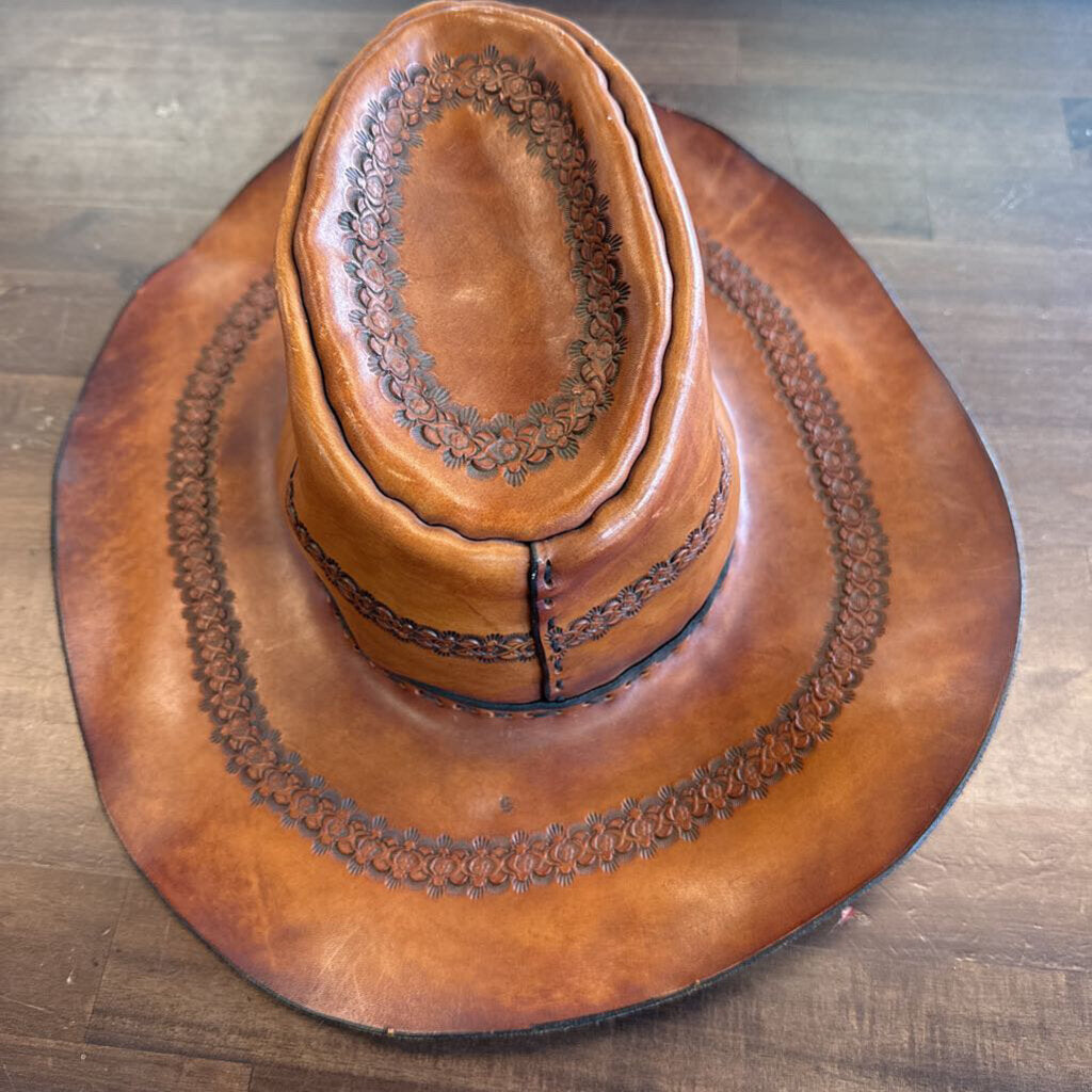 Leather Cowboy Hat with Imprints