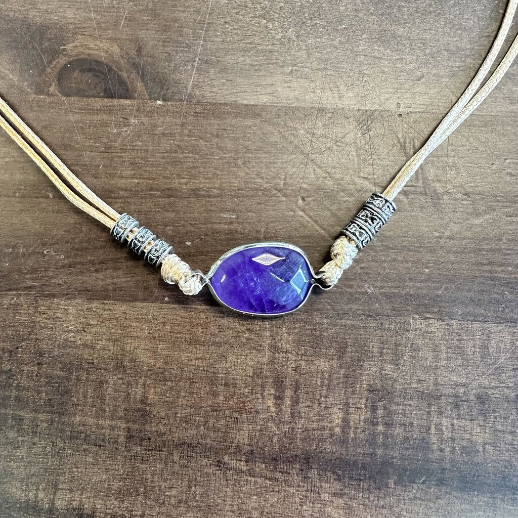 Purple Stone Long Necklace