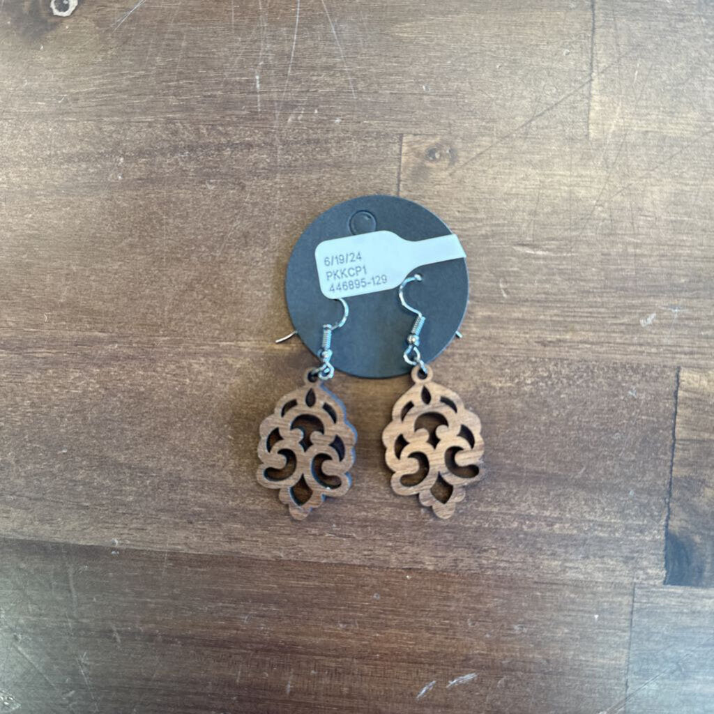 Laser Cut Wood Dangle Earrings