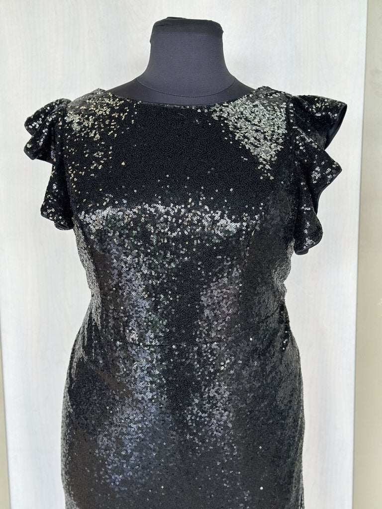 Black/Silver Sequin Long Formal 4XL