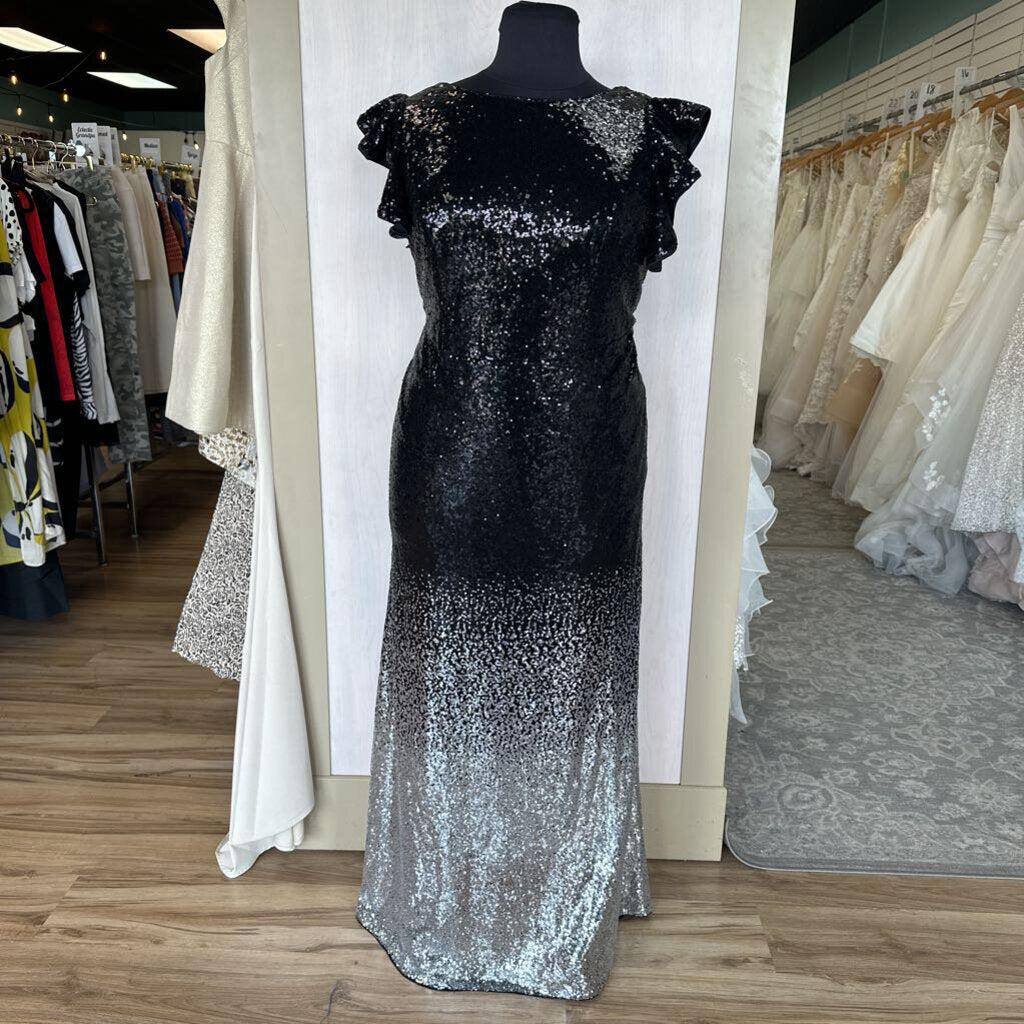 Black/Silver Sequin Long Formal 4XL