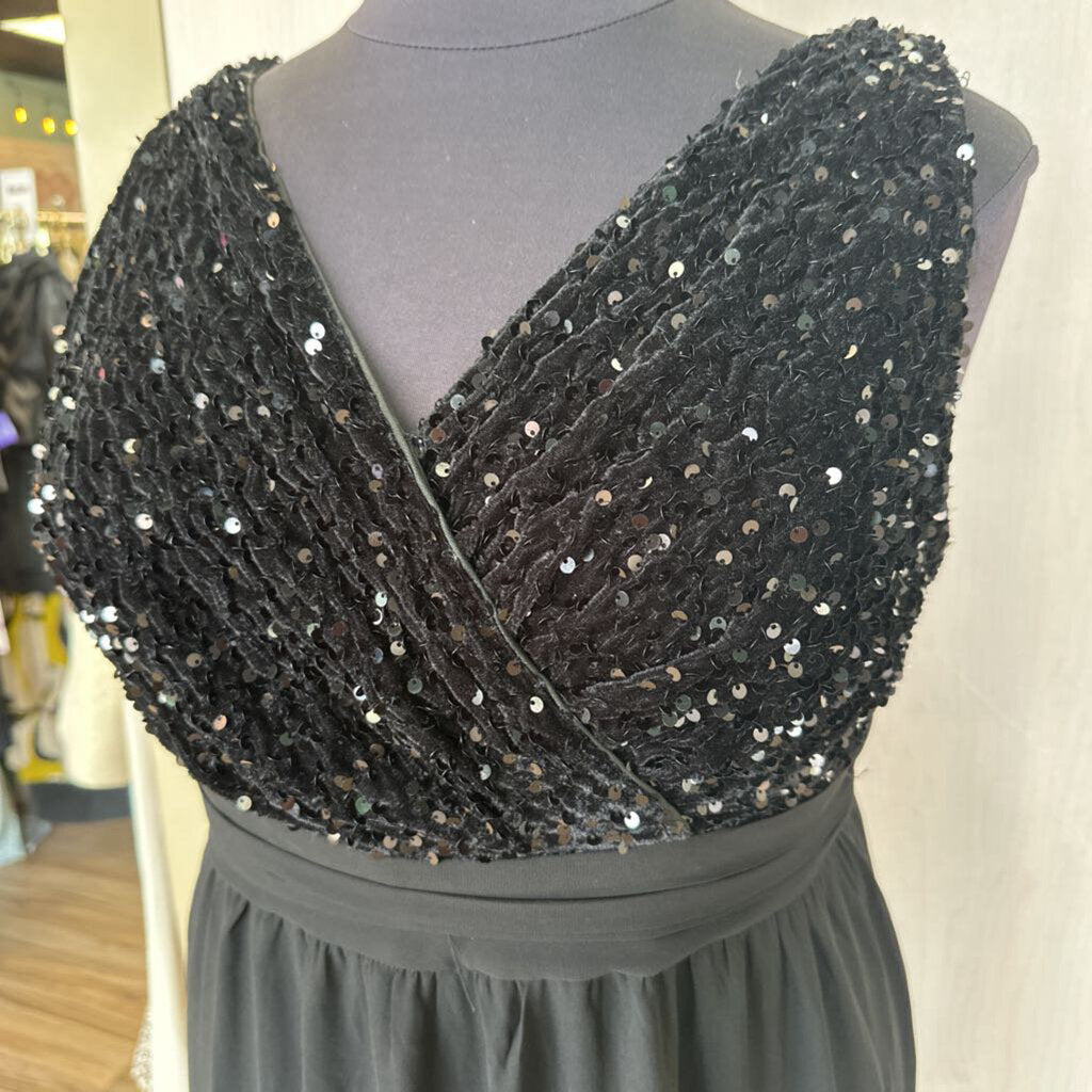 Black Sequin/Chiffon Tank Flowy Dress 4XL