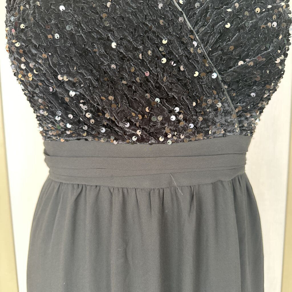 Black Sequin/Chiffon Tank Flowy Dress 4XL