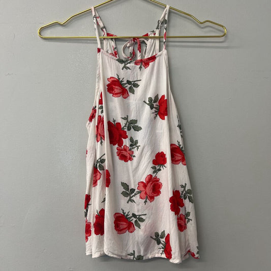 Hollister White/ Red Floral Tank Small