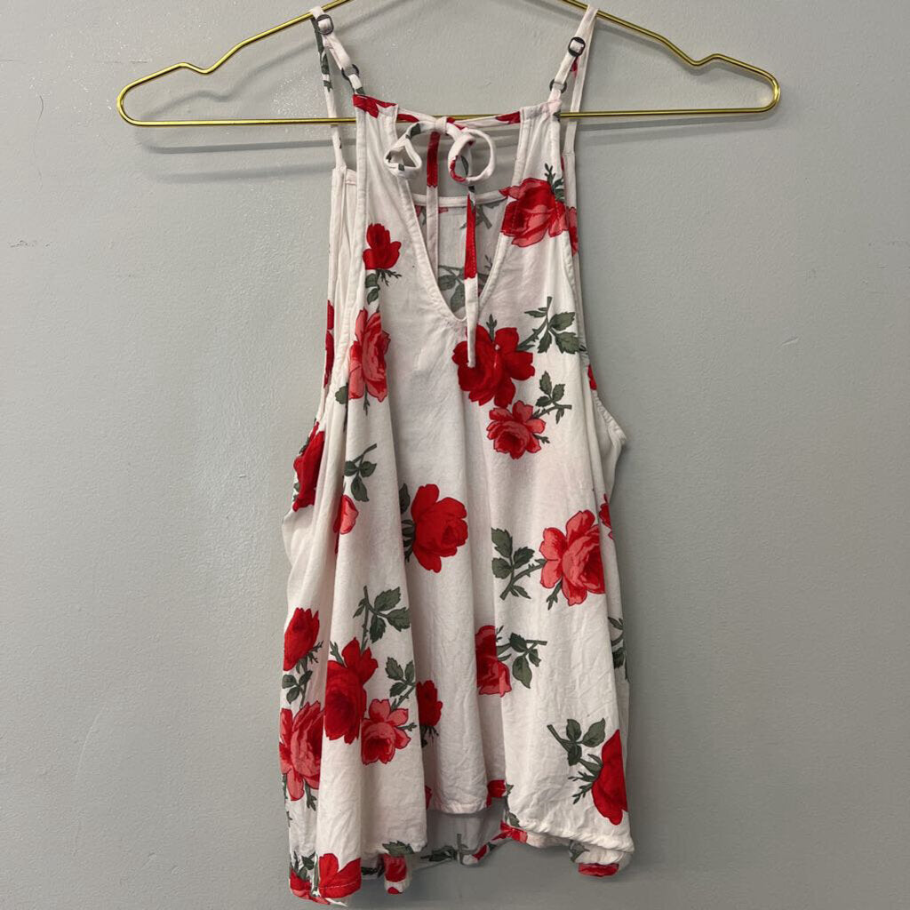 Hollister White/ Red Floral Tank Small