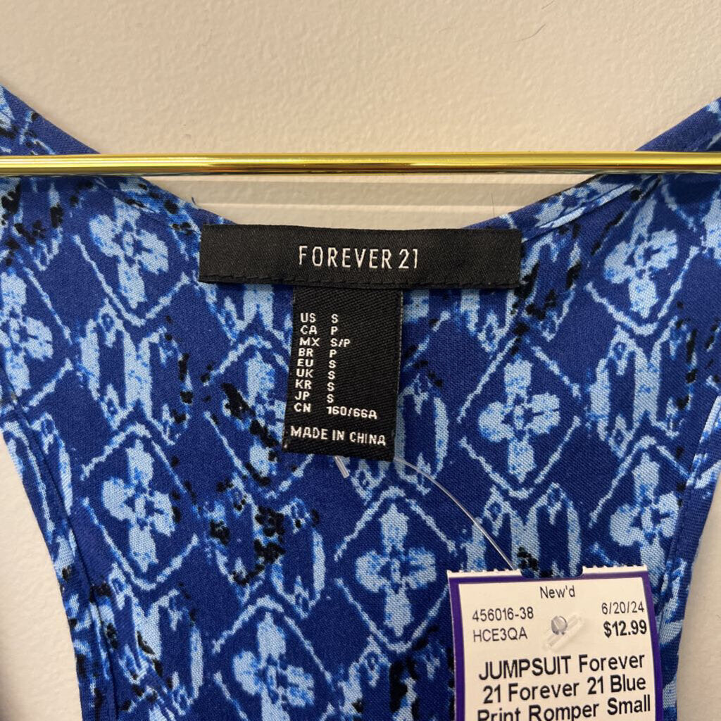 Forever 21 Blue Print Romper Small