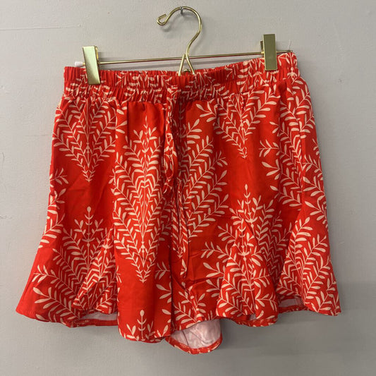 Orange Print Ruffle Shorts Medium